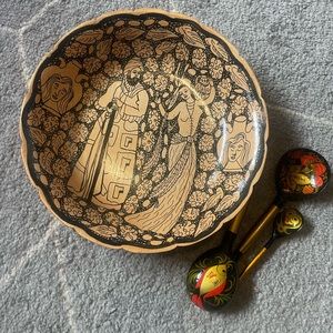 Russian vintage spoons and bowl